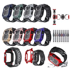 Hela kroppsband fall Anti-Fall Protective Cover PC h￥rt med silikonrem f￶r Apple Watch Band Size 40 41 44 45mm Fit IWatch 5 6 7 8 Rem Armband Sport Watchband