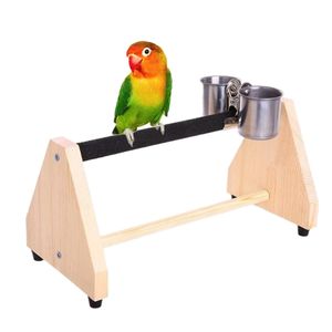 Other Pet Supplies Parrot Play Wood Bird Grinding Perch Table Platform with Feeder Dish Cup 221122