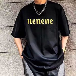 Men, camiseta, letras clássicas Design, camisetas de estilo hip hop esportam uma tripulação casual de algodão pescoço de manga curta, roupas de rua de roupas elegantes