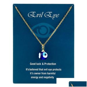 Hänge halsband Evil Eye Halsband rostfritt stålkedja med blått glas hänge halsband för kvinnor mode smycken droppleverans p dhgof