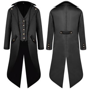 Men's Trench Coats Mens Steampunk Vintage Tailcoat Jacket Medieval Gothic Victorian Frock Coat Uniform Party Prom Halloween Cosplay Costume 4XL 221121