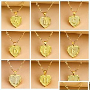 Pendant Necklaces Gold English Initial Necklace Letter Heart Pendant Necklaces Chains For Women Fashion Jewlry Gift Drop Delivery Je Dh98Y