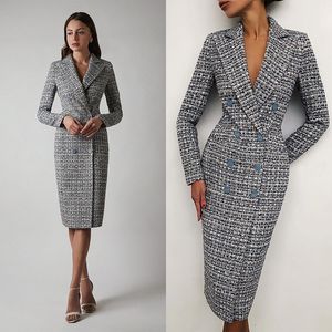 Mulheres xadrezas de terno blazer de traje de rua Power para o casamento M￣e da noiva Jaqueta formal longa da festa da noiva