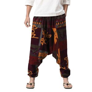 Men's Tracksuits Mens Navy Pants Harem Cotton Linen Festival Baggy Boho Trousers Retro Gypsy Brown Casual 221122