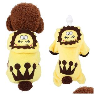 Dog Apparel Coral Veet Pets Tactic Cartoon Dog Warm Clothes Autumn And Winter New Pattern Cute Puppy Supplies Changing Clothing Arri Dhvd1