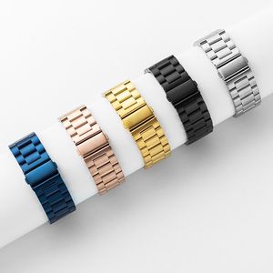 Smarta remmar 20mm 22mm Metal Steel Link Band Rand Armband Fit Iwatch 8 7 6 5 4 3 2 SE för Apple Watch Series 38/40/41mm 42/44/45mm Watchband Samsung Huawei Watches
