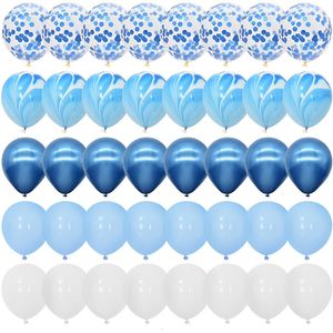 Christmas Decorations 40Pcs Blue Balloons Set Agate Marble Metallic Confetti Balloon for Kids Birthday Party Baby Shower Graduation Decoration Wedding 221122