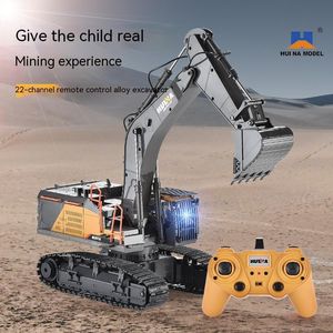 Electric RC Car Huina 1592 1 14 22ch Excavator Construction Truck Gift Toys Alloy Metal Vehicle Model Engineering Remote Control RC 221122