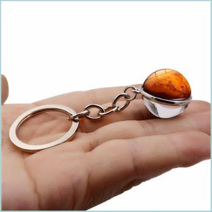 Key Rings Nine Planets Planet Time Gem Keychain Glass Cabochon Ball Pendant Key Ring Handbag Hangs Fashion Jewelry Gift Drop Delivery Dhekh