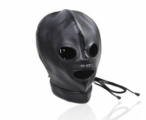 Faux BDSM skórzana głowa maska ​​maska ​​seksu z kolażem wizualne oddychające zabawki dla kobiet GN312036519