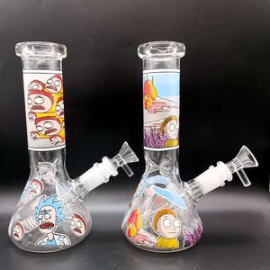 Mini Cartoon Glass Bong Beaker Narghilè Olio denso Dab Rig Colorato dipinto a mano Tubi di fumo