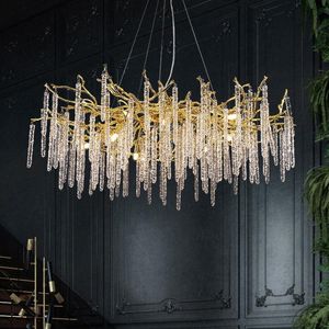 Moderne luxe kroonluchter glans kristallen hanglamp nieuw design tak ijsbar kristal restaurant villa woonkamer verlichting