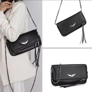 Luxury Womens Bag Wings Diamond-ironing Plain Messenger Sheepskin Leather Zadig Et Voltaire Crossbody Handbags Two Chain Ladies Cl237Z