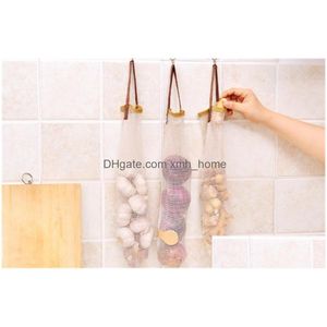 Other Kitchen Storage Organization Fruits Vegetables Receiving Net Bags Hangable Type Garlic Onion Hanging Bag Kitchen Mti Functio Dhtsp