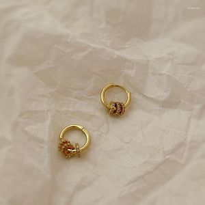 Hoop Earrings Hypoallergenic Mini Circle Huggie Charm Golden Plated Three Round Pendant Hoops Earring For Women Vintage Birthday Gift