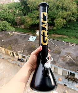 18 Inch Black Glass Water Bong Beaker Hookahs with Bowl Downstem Straight Dab Rig Smoking Pipes