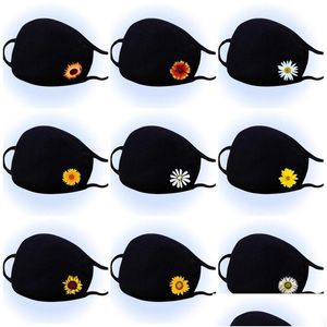 Designermasken L￼ftung Mascarilla Staubdichtes Atemschutzmasken M￤nner Frauen Anti -Haze Sonnenblumen Druck Baumwolle Windpro Dhrbc