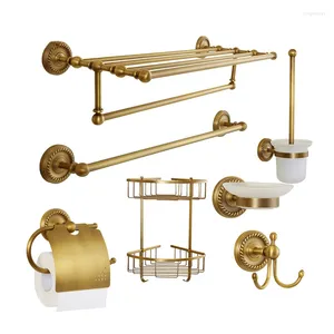 Bath Accessory Set Solid Brass Bathroom Hardware Antique Towel Rack Cup Holder Shelf Wall Mounted Accessories