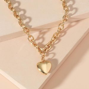 Pendant Necklaces Obega Fashion Gold Plated Love Heart Necklace For Women Man Hanging Chain Choker Valentine's Day Gift Jewelry