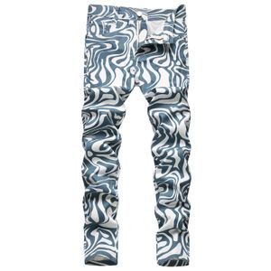 Jeans da donna Jeans color carbone Uomo Uomo Casual Vita media Jeans attillati Pantaloni Stampa a righe Cerniera Tasca a matita Pantaloni Warm House 221122