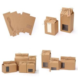 Geschenkpapier-Tee-Verpackungsbox-Karton-Kraftpapier-Beutel gefaltete Lebensmittel-Nuss-Aufbewahrung im Stehen Verpackung 93 G2 Drop-Lieferung Hausgarten Fe DHS3T