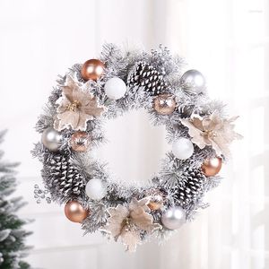 Dekorativa blommor 40 cm Julrotting Wreath Luxury Decorations Garland Decoration With Lights Xmas Home Party