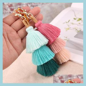 Tecla anéis boho colorf mti camada tassel saco de chave de charme de charme artesanal