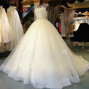 Vestido de bola de luxo em ￡rabe vestido de noiva de blingbling renda apliques sem costas Princess Bridal vestido plus size vestido de noiva personalizada 2023