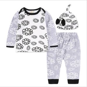 Kläder pojke höst baby baby kläder set mode bomull långärmad t-shirt byxor hatt nyfödda tjejkläder