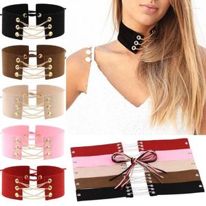 Choker 32 Colors Glamorous Black Velvet Gold/Silver Color Chain Sexy Statement Necklace Link Lace Up