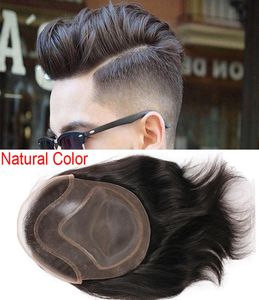 2021 Mens Toupee Hair PU with French Lace Wigs For Men European Remy Hu Hair Replacement Systems Hairpiece x8inch4967872