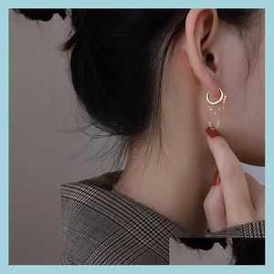 Hoop Huggie Rose Gold Chains Hoop Kolczyki Hip Hop Sain Dangle Women Ear Pierścienie Modna Biżuter