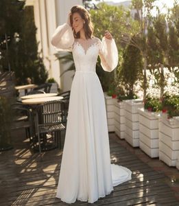 Princess Boutique gelegenheid jurk voor bruid witte ivoor puff mouwen schep nek appliques chiffon een lijn bruidsjurken vestidos de f6999950