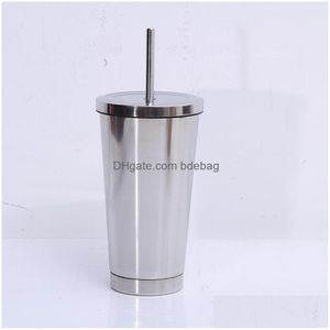 Water Bottles 500Ml 304 Stainless Steel Sippy Mug Contain Tubaris Cup Water Bottle Straight Tube Type Vacuum Tumbler Fashionable Off Dhcxl