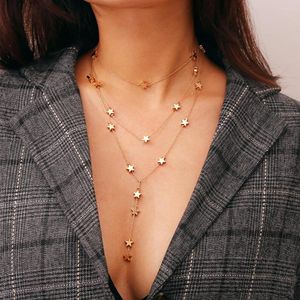Choker Diezi Vinatge Galaxy Star Necklace Multicolor Gold Long Chain Party Statement Halsband Pendants Boho Fashion Jewelry