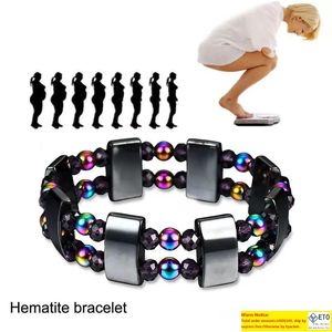 Braccialetti da uomo in ematite magnetica arcobaleno Braccialetti con perline in pietra Bracciale multistrato Polsini con polsini Gioielli di moda