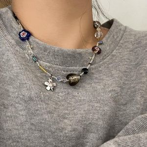 Choker Design Cool Fashion Crystal Multicolor Flower Necklace For Women Girls Wild Heart P￤rled Trinka Ornaments F￶delsedagspresenter