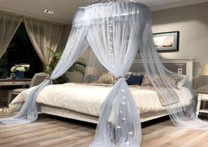 Prinsesstijl Hung Dome Mosquito Net ronde kanten gordijn voor home textielbeddak luifel krib polyester mesh tent meisjes zanzariera y20