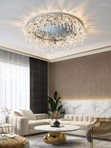 Ceiling Lights Luxury Crystal Lamp For Bedroom Living Room Home Modern Chrome Flush Mount LED Chandelier Light Fixture 2022 Trend