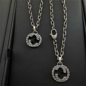 10% OFF 2023 Jewelry Silver Antique Carved pattern pendant SIZE UNISEX fried dough twist necklace is versatile and fashionable