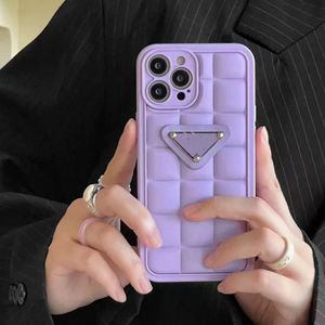 Модные чехлы для iPhone 14 Pro Max I 14 Pro 13 14 плюс 11promax xs x xr Square Plaid TPU Luxury Brand Purple Black White Shock -Ray Mobile Cover