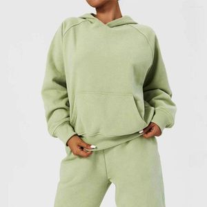 Conjuntos ativos gináste roupas femininas de inverno algodão esportivo feminino com capuz Sweatshirts calças largas