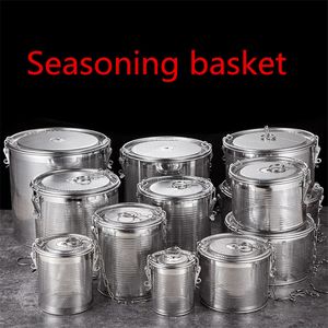 Colanders Strainers Round hole 304 Stainless Steel Seasoning Bag Gravy Soup Taste Spice Box Basket Brine Pot Slag Separation Colander 221122