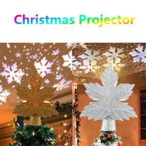 導かれたクリスマスデコレーションツリートッパーの装飾品クリスマススターリーライトプロジェクターおとぎ話スタースノーフレークレーザープロジェクション装​​飾ランプH268C