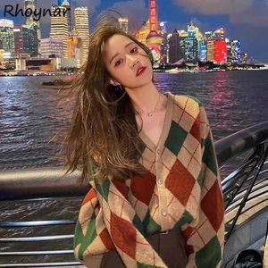 Women's Knits Tees Cardigan Women Elegant Patchwork Korean Style V-Neck Long Sleeve Minimalist Spring Female Clothes est Cozy Comfortable Chic 221123