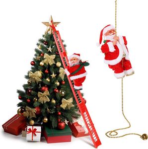 Decorazioni natalizie Scaletta da arrampicata elettrica Ornamenti di Babbo Natale Regalo Bambola di Babbo Natale Giocattolo con musica Buon albero di Natale Decorazioni da appendere 221123