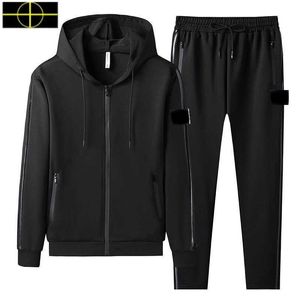 Herrspårar Stonees Islands hoodie vår och höststen mode klassisk solid casual cp sports kostym är land mäns två stycken hooded blixtlås topp 0nlf