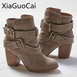Boots Europe Style Vintage Women High Heels Guckle Bugle Rubber Casual Ladies Shoes Martin Женская Челси 221122