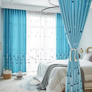 Casto azul de desenho animado cortinas de blecaute para crianças quarto de estar de estar de criança brinquedo fofo para crianças presentes