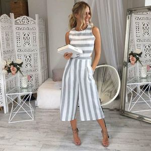 Women's Jumpsuits Rompers Summer Fashion Casual Women Jumpsuits Striped Slim Sleeveless ONeck Backless Wide Leg Pants Jumpsuits 221123